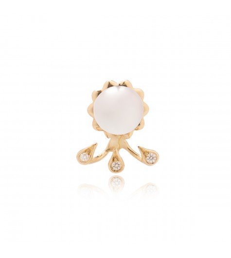 White Pearl & Drops Rose Gold Earring