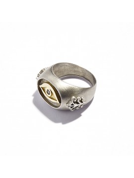 Yellow Gold, Black Silver & Brown Diamond Chevalier Eye Ring