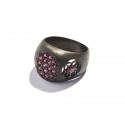 Black Silver & Rubies Pavé Chevalier Ring