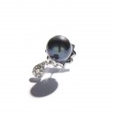 Black Pearl & Drop White Gold Earring