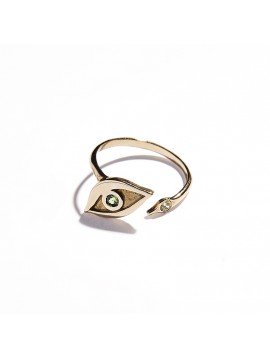 Rose Gold & Peridot and Citrine Quartz Eye Ring