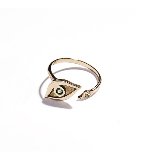 Rose Gold & Peridot and Citrine Quartz Eye Ring