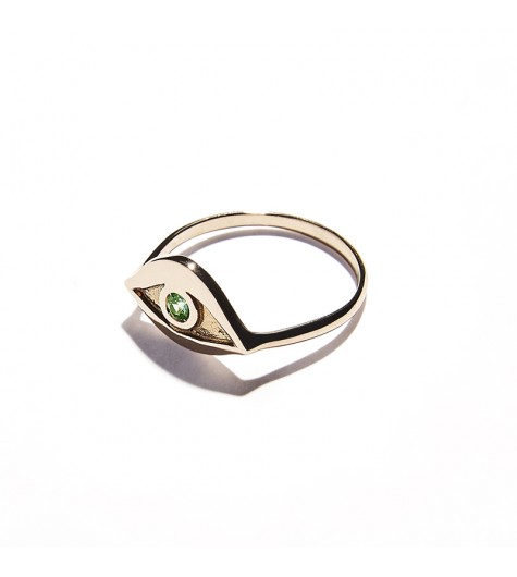 Anello Occhio in Oro Rosa & Tsavorite