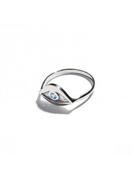 White Gold & Aquamarine Eye Ring