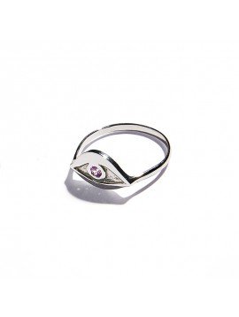 White Gold & Amethyst Eye Ring