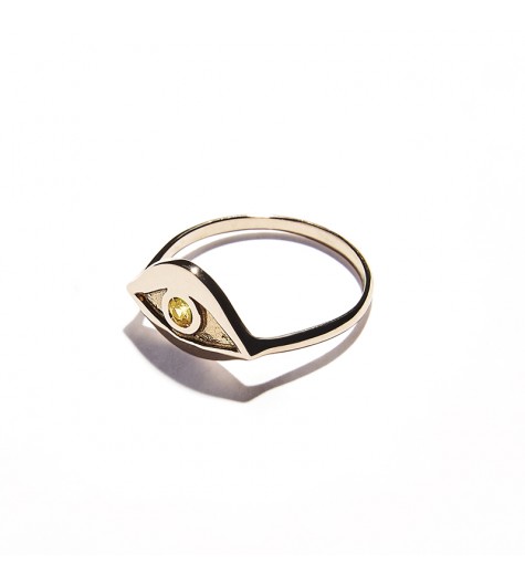 Rose Gold & Citrine Quartz Eye Ring