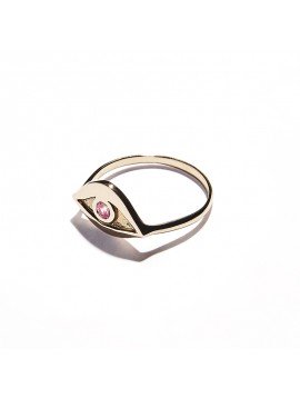 Rose Gold & Pink Tourmaline Eye Ring