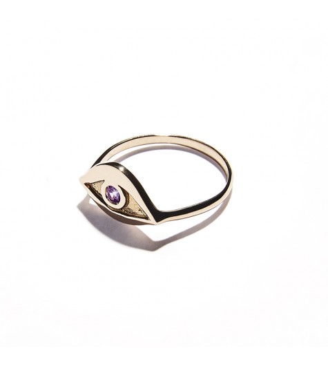 Rose Gold & Amethyst Eye Ring