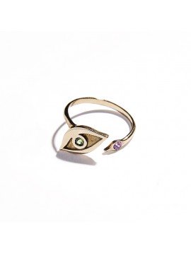 Rose Gold & Tsavorite and Amethyst Eye Ring