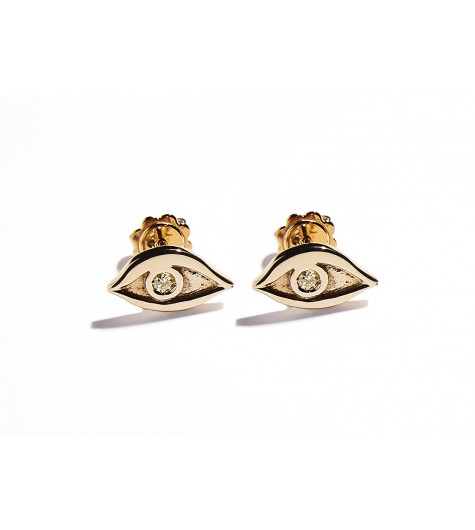 Rose Gold & Citrine Quartz Eye Earrings