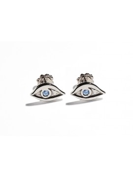 White Gold & Light Blue Sapphires Eye Earrings