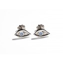 White Gold & Light Blue Aquamarine Eye Earrings