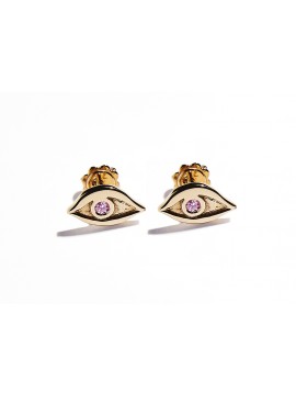 Rose Gold & Pink Tourmaline Eye Earrings