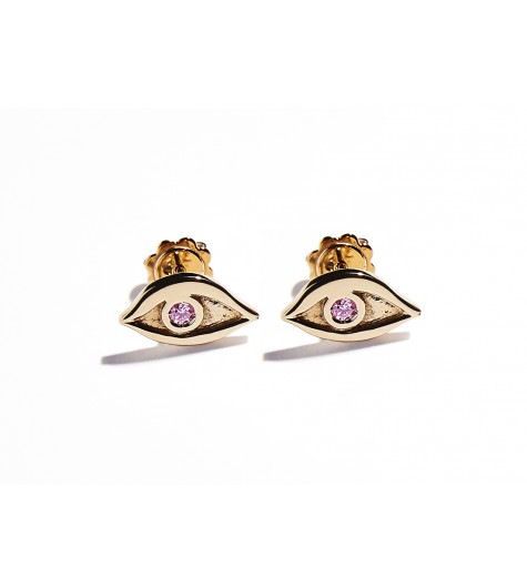 Rose Gold & Pink Tourmaline Eye Earrings