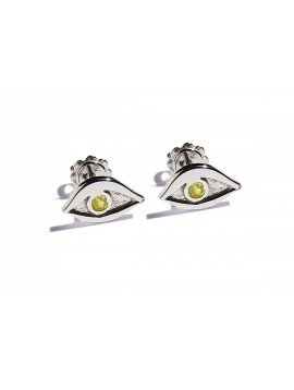 White Gold & Citrine Quartz Eye Earrings