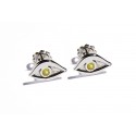 White Gold & Citrine Quartz Eye Earrings