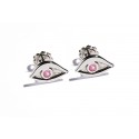 White Gold & Pink Tourmaline Eye Earrings